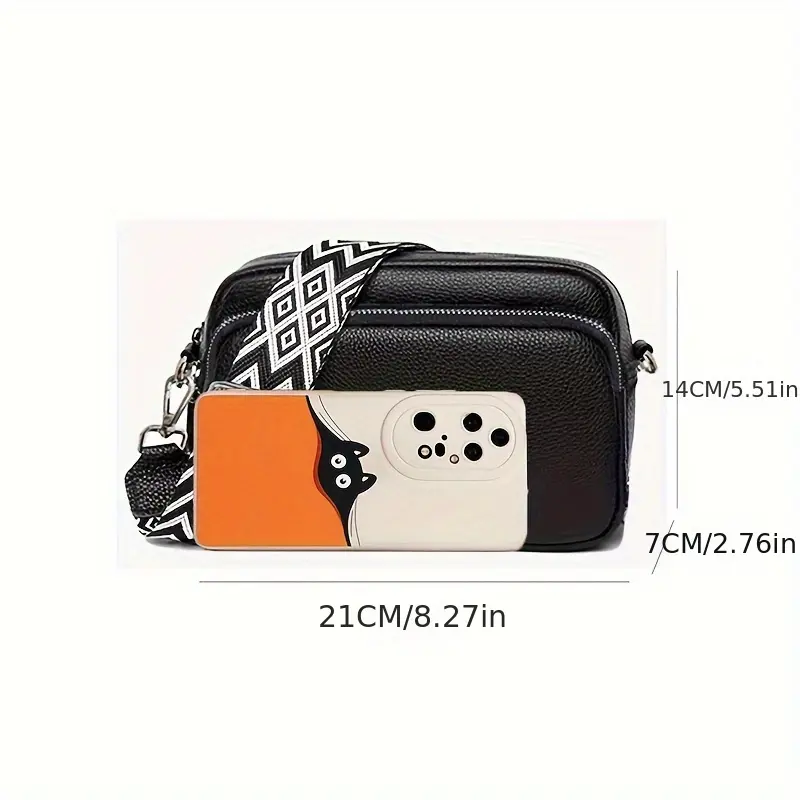 Stylish Crossbody Bag for Women Leather Messenger Bag, Versatile Shoulder Bag with Adjustable Geometric Pattern Design Strap