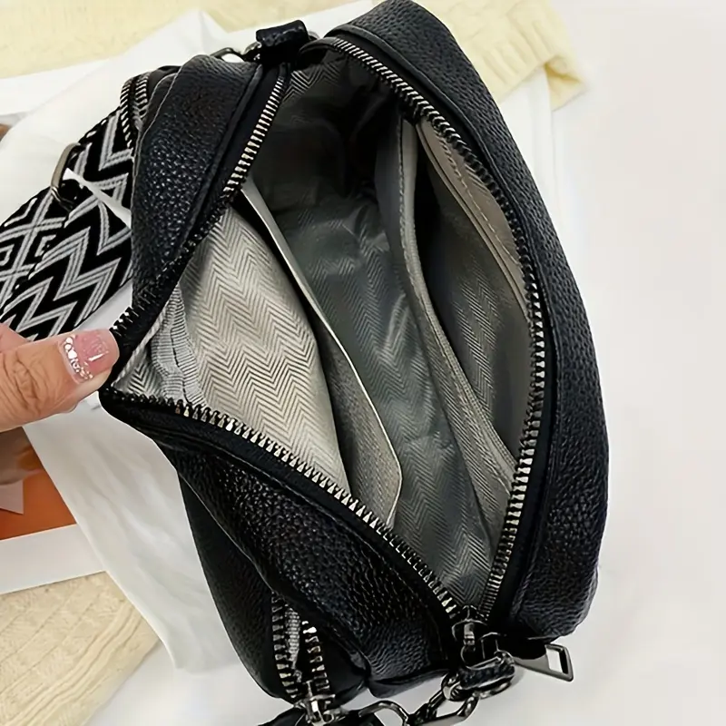 Stylish Crossbody Bag for Women Leather Messenger Bag, Versatile Shoulder Bag with Adjustable Geometric Pattern Design Strap