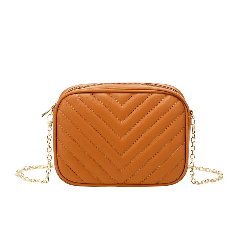 New Versatile Korean Handbag Fashion Casual Chain Shoulder Bag V Embroidery Thread Camera Crossbody Bag bags for women