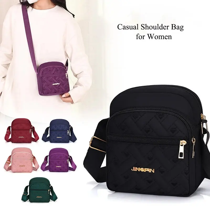 Women Mobile Phone Bag Mini Nylon Crossody Cell Phone Cash Female Messenger Bag Wallet Coin Purse Shoulder Bag Waterproof Casual