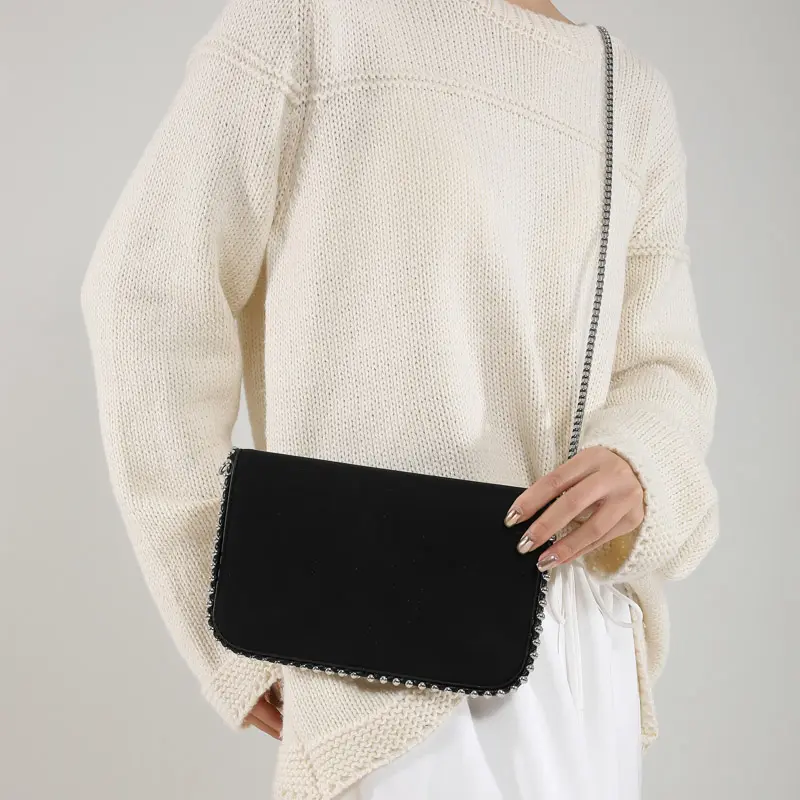 Luxury Clutch Bag PU Leather Shoulder Side Bags for Women Chain Mobile Phone Purses Crossbody Bags Ladies Punk Fashion Handbag