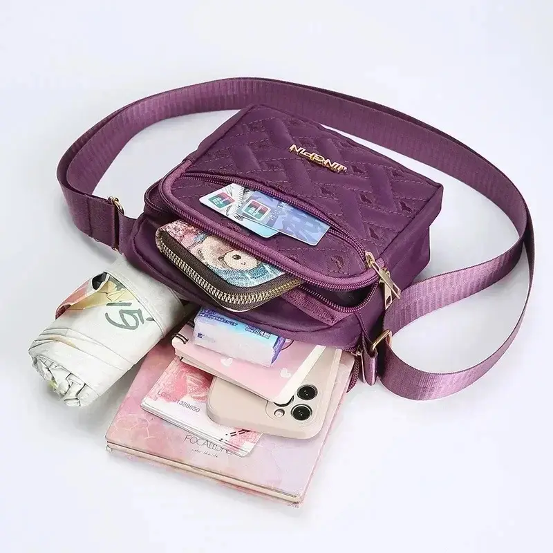Women Mobile Phone Bag Mini Nylon Crossody Cell Phone Cash Female Messenger Bag Wallet Coin Purse Shoulder Bag Waterproof Casual