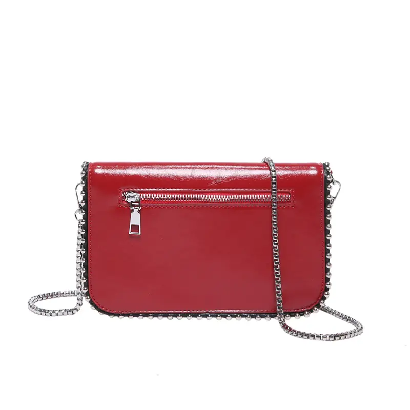 Luxury Clutch Bag PU Leather Shoulder Side Bags for Women Chain Mobile Phone Purses Crossbody Bags Ladies Punk Fashion Handbag