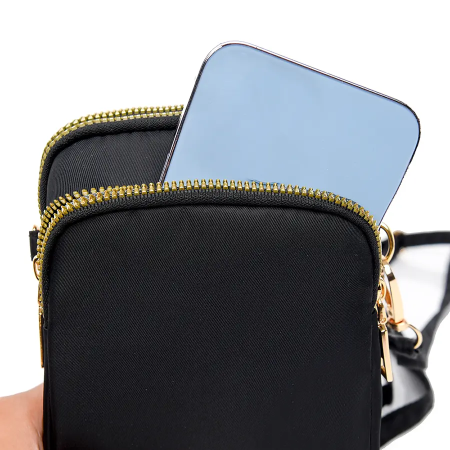 Multi-purpose waterproof wear-resistant large capacity crossbody bag women's multi-layer zipper neck shoulder mobile phone bag