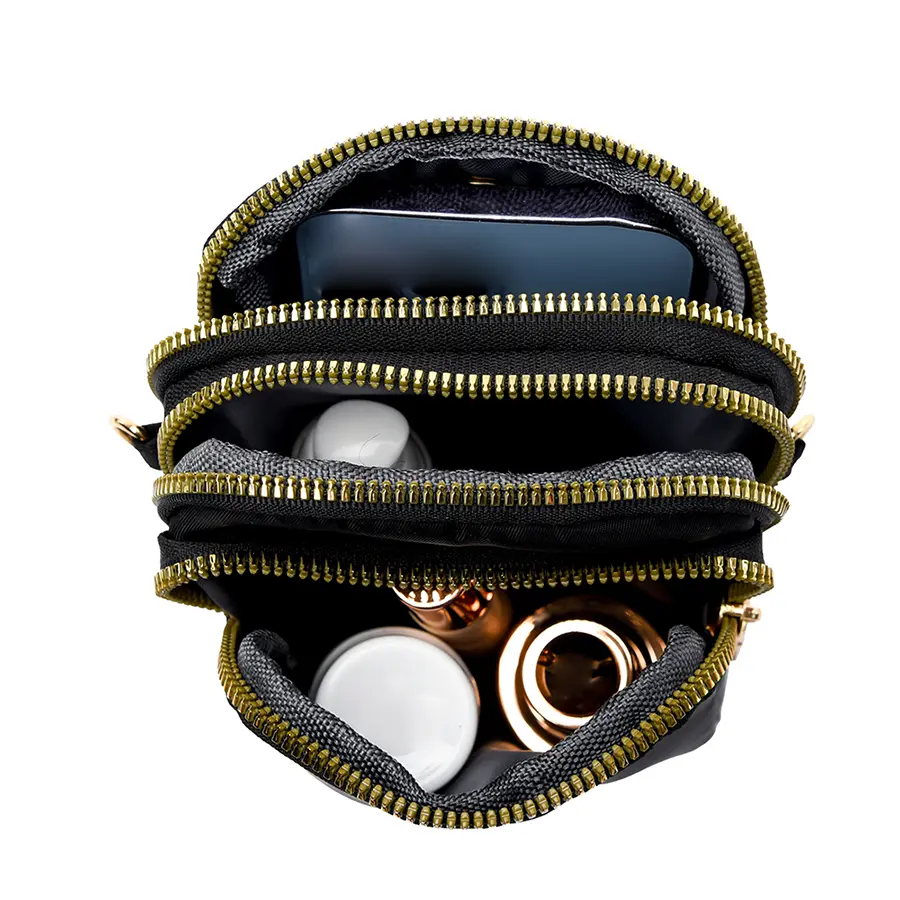 Multi-purpose waterproof wear-resistant large capacity crossbody bag women's multi-layer zipper neck shoulder mobile phone bag