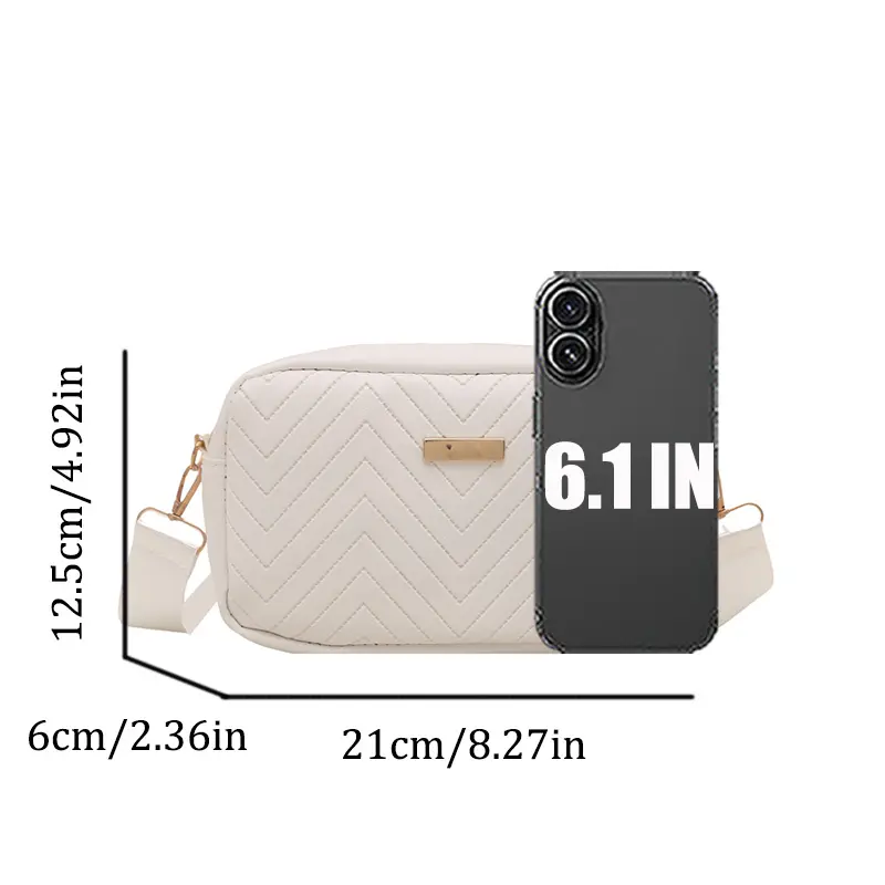 Women's Minimalist Crossbody Bag - PU with Metal Accents,Detachable & Adjustable Strap,Lightweight for Daily Use