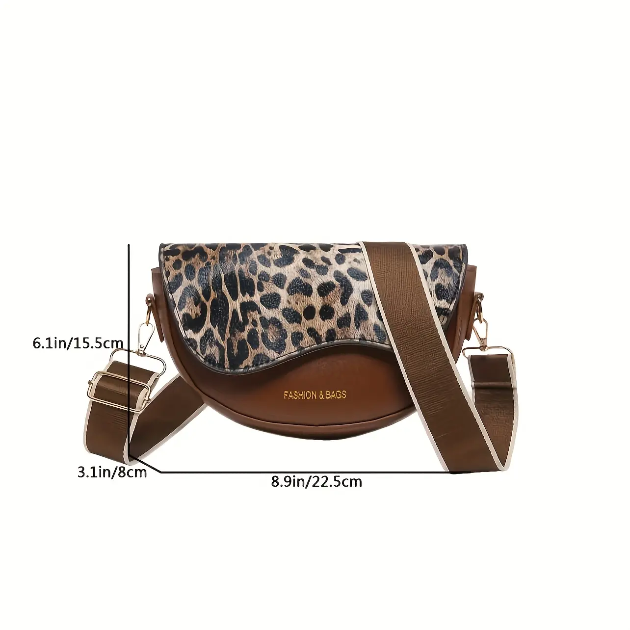Vintage Leopard Style Crossbody Bag, Small Crossbody Bag, Synthetic Leather Perfect for Outdoor Streetwear and Holiday Gifts