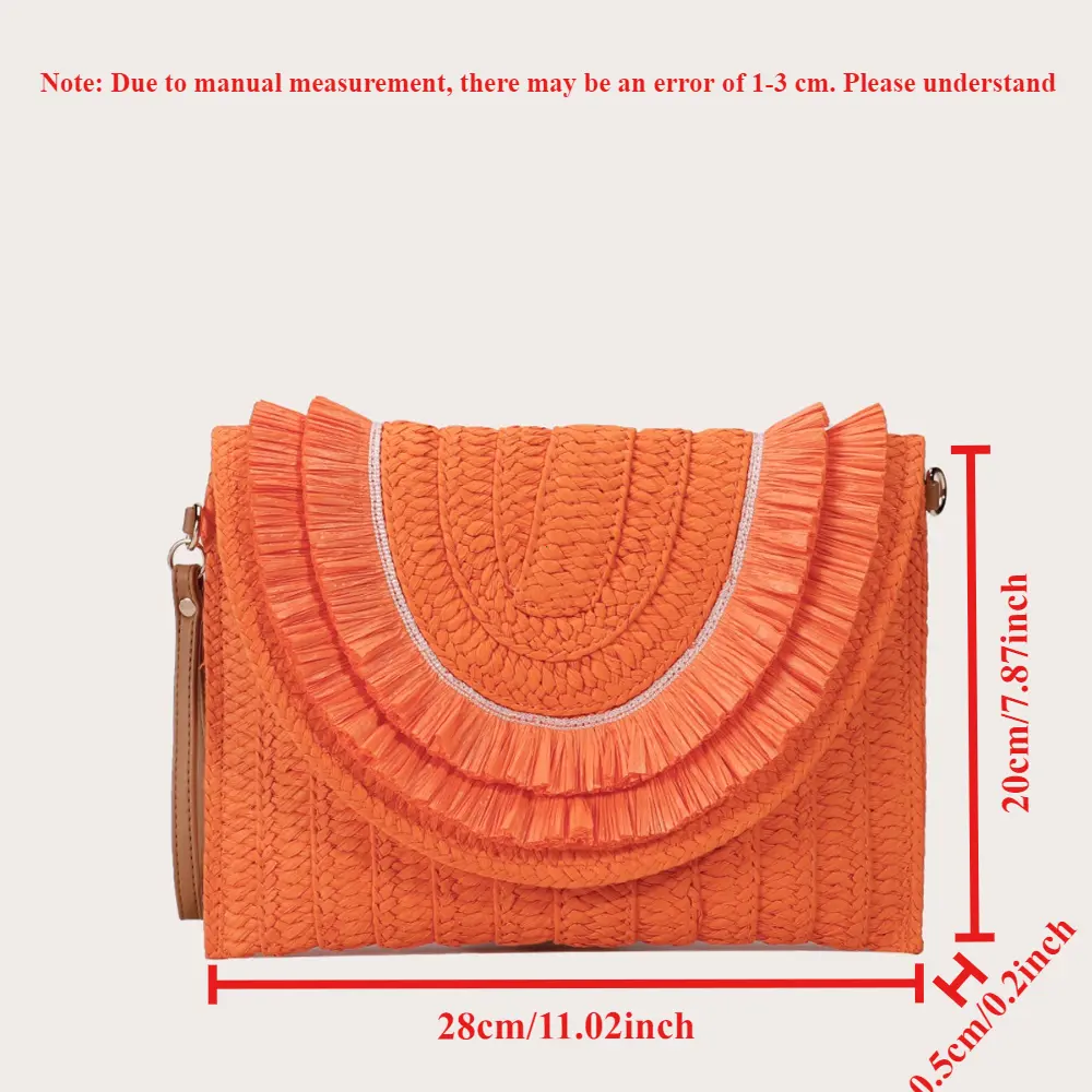 Raffia Straw Weaven Bags Fashion Ladies Wrist Clutches Summer Women Shoulder Crossbody Bags Handmade Handbags Purse Beach Bag