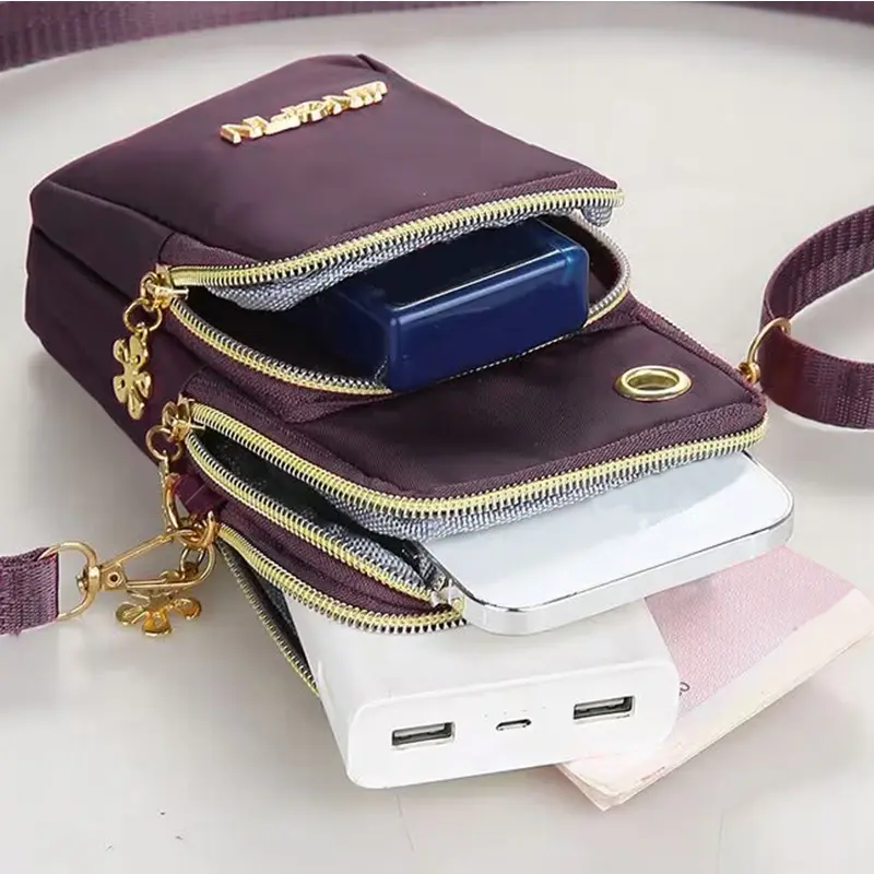 Mobile phone bag Female crossbody mini bag Summer mobile phone cloth bag vertical neck portable wrist purse