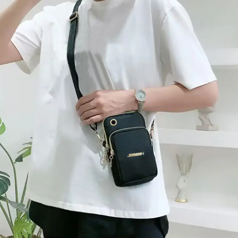 Mobile phone bag Female crossbody mini bag Summer mobile phone cloth bag vertical neck portable wrist purse