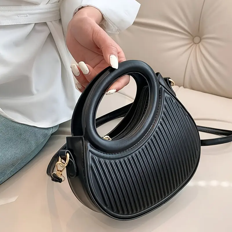 Chic Stripe Design Crossbody Bags for Women Elegant Synthetic Leather Handbag, Purse, Luxury Look Shoulder Bag for Everyday Use