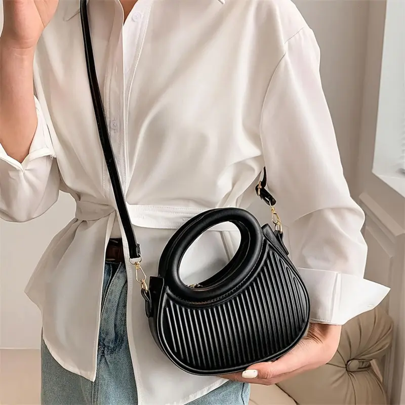Chic Stripe Design Crossbody Bags for Women Elegant Synthetic Leather Handbag, Purse, Luxury Look Shoulder Bag for Everyday Use