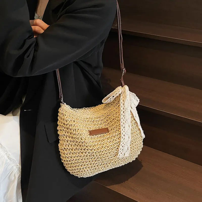 Ladies Fashion Summer Straw Crossbody Bag Women Beach Holiday Shopping Woven Shoulder Handbag Purses For Women Bags