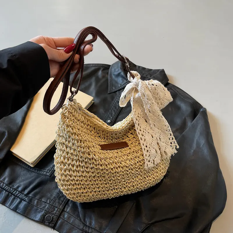 Ladies Fashion Summer Straw Crossbody Bag Women Beach Holiday Shopping Woven Shoulder Handbag Purses For Women Bags