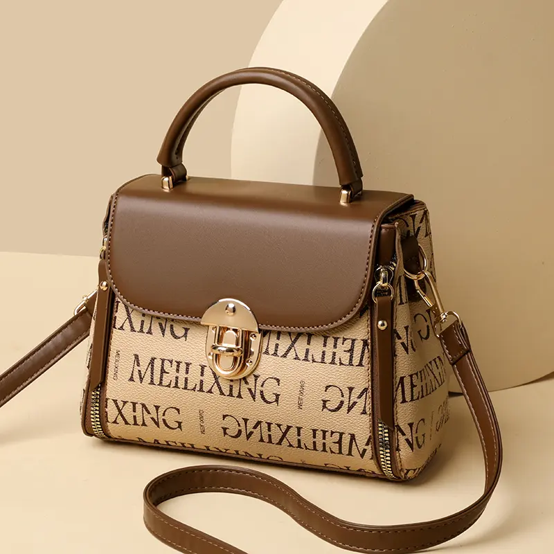 Bags for Women, Printed Fashionable Hand-Held Locks, Commuting Small Square Bag, Fashionable and Versatile Shoulder Crossbody Ba