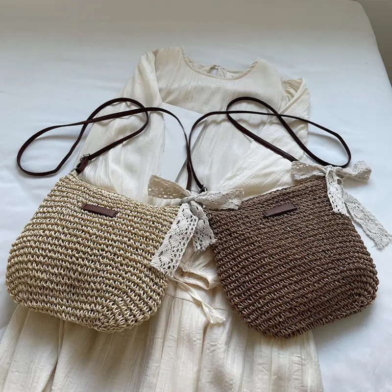 Ladies Fashion Summer Straw Crossbody Bag Women Beach Holiday Shopping Woven Shoulder Handbag Purses For Women Bags