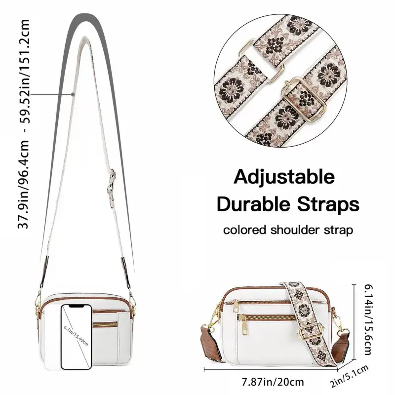Ladies' Small Square Bag Two-tone Leather Crossbody Bag Large-capacity PU Crossbody Wallet Multi-functional Small Square Bag