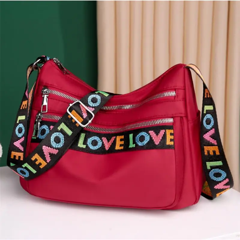 Fashion Letter Pattern Crossbody Bag, Casual Large Capacity Zipper Shoulder Bag, Trendy Oxford Messenger Bag for Women & Girls