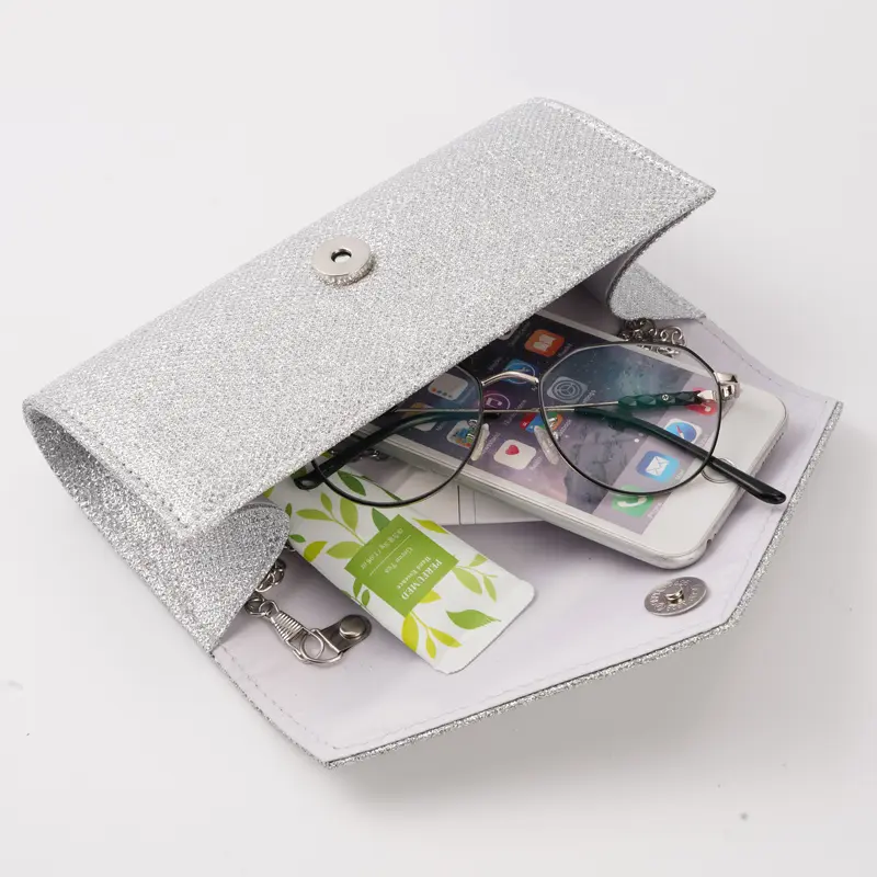 Glitter Envelope Handbag Women Silver Shiny Chain Shoulder Bag Ladies Mini Crossbody Flap Fashion Small Dress Day Clutch