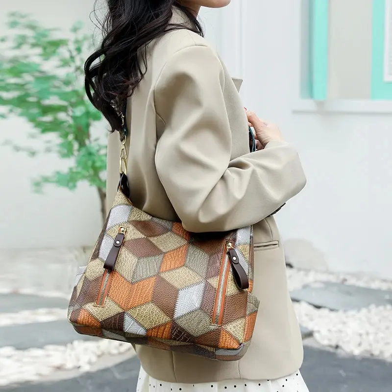 Fashion Contrast Color Large Capacity Female Tote Bag PU Leather Lady's Shoulder Bag Brand Designer Women's Bucket Handbags