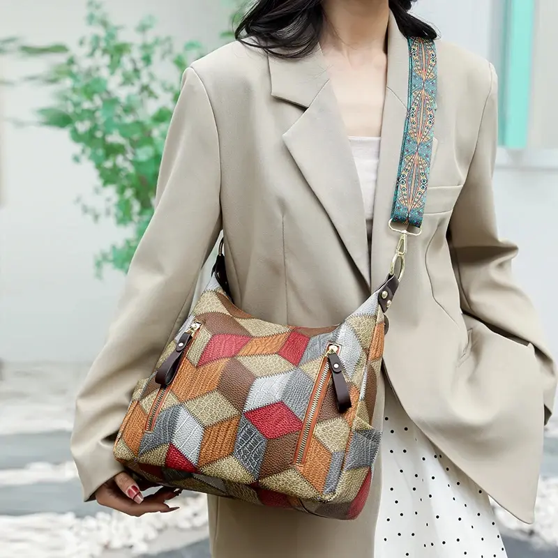 Fashion Contrast Color Large Capacity Female Tote Bag PU Leather Lady's Shoulder Bag Brand Designer Women's Bucket Handbags