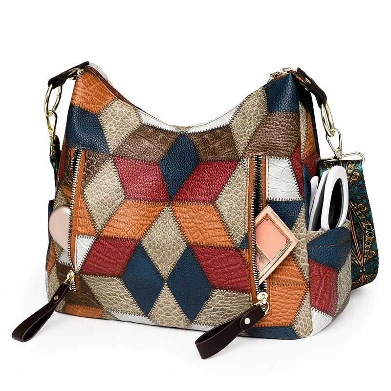 Fashion Contrast Color Large Capacity Female Tote Bag PU Leather Lady's Shoulder Bag Brand Designer Women's Bucket Handbags
