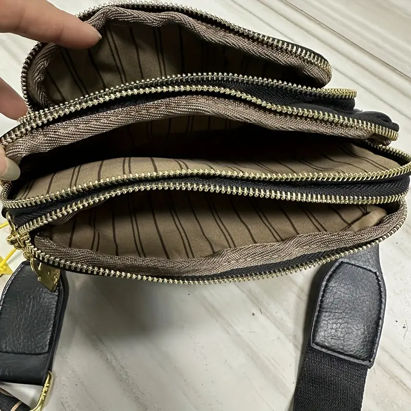 Argyle Pattern Simple Shoulder Bag, Versatile And Casual Crossbody Bag, Zipper Closure, No Print