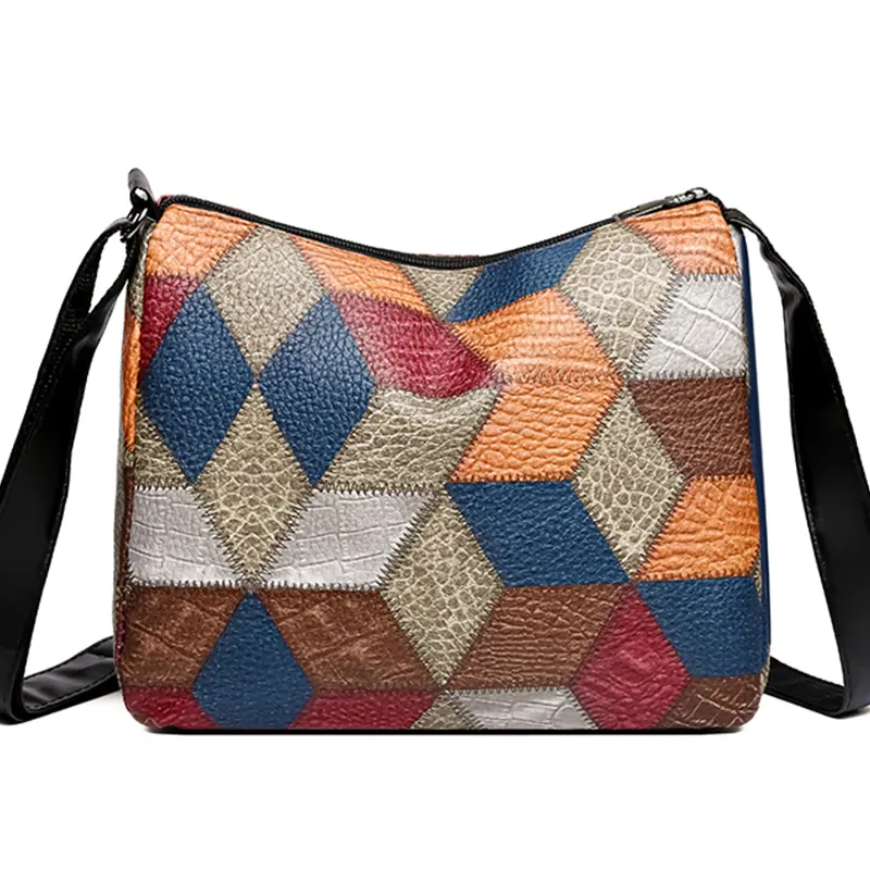 Women's multi-layer fashion commuter soft leather crossbody bag with shoulder strap