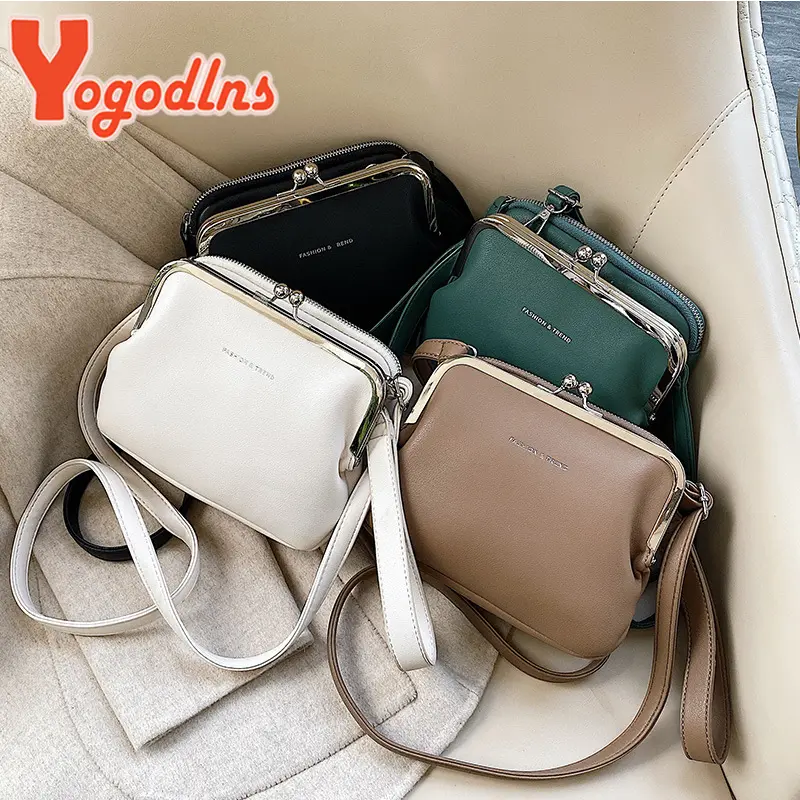 Yogodlns Simple Solid Color Shoulder Bag Female PU Leather Crossbody Bag Fashion New Clip Messenger Bag Lady Handbag New Purse