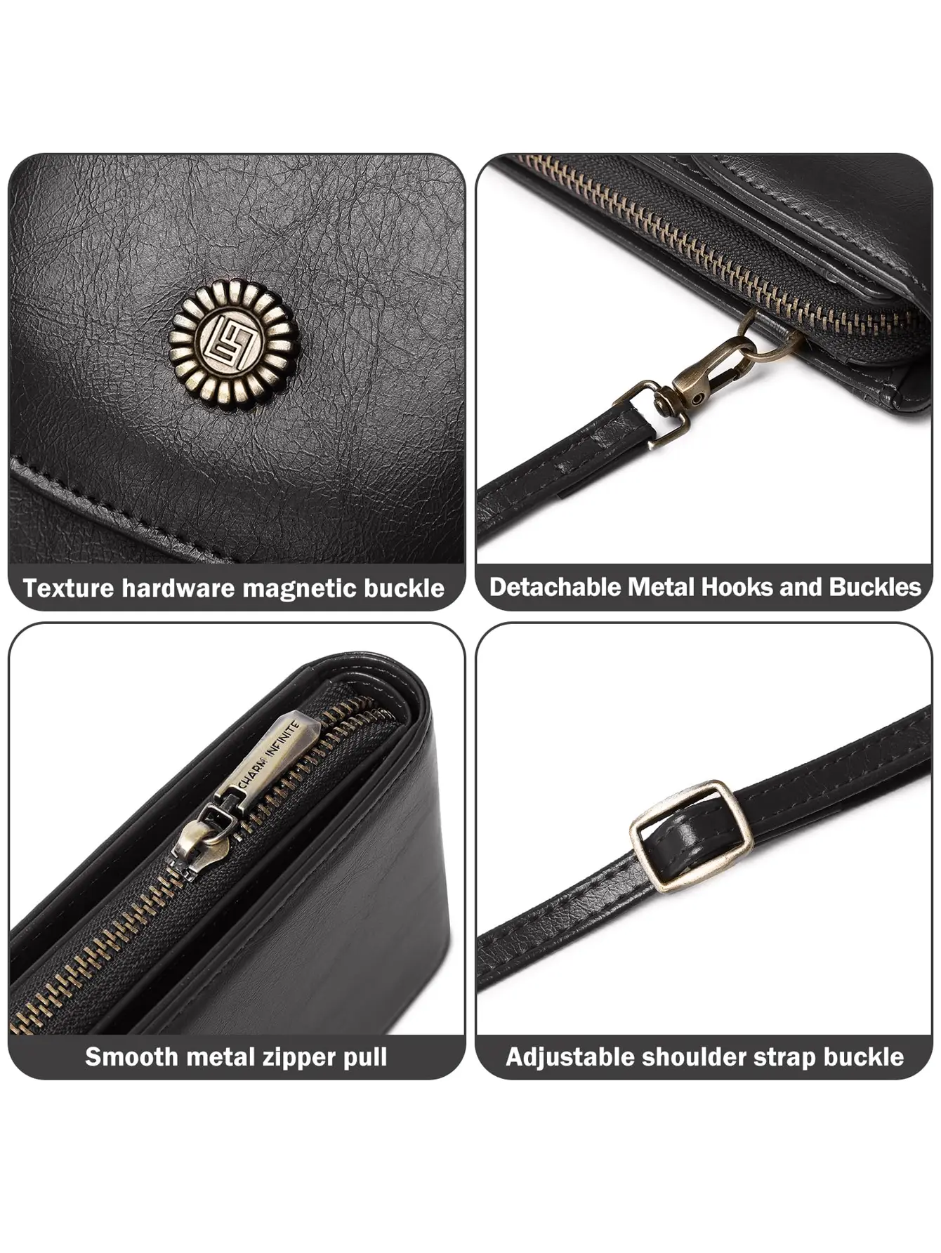 Retro RFID Shielded PU Oil Wax Leather Crossbody Phone Bag, Women's Large Capacity Wallet with Credit Card Slot