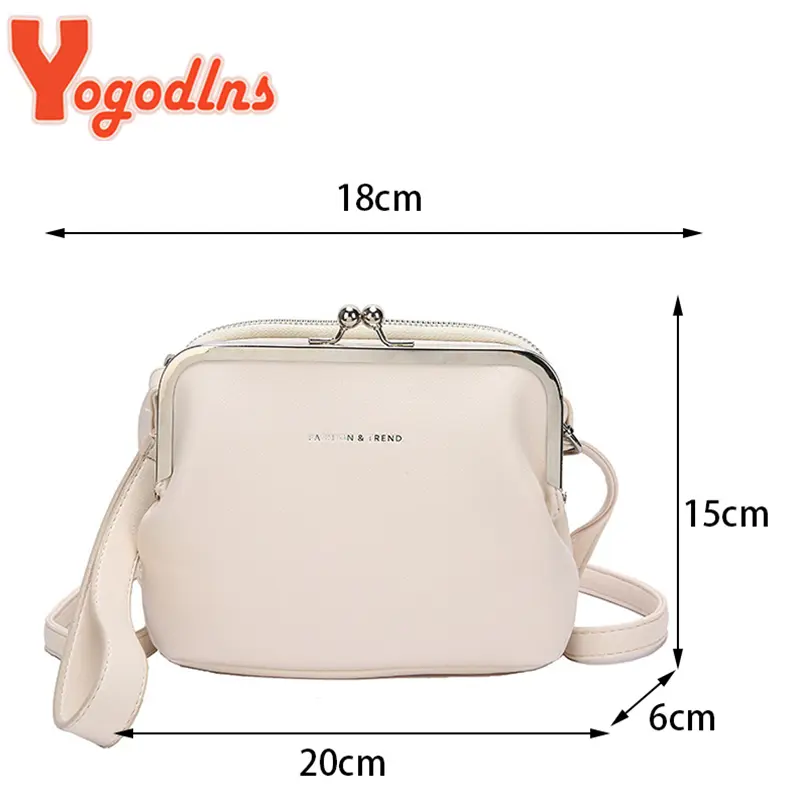 Yogodlns Simple Solid Color Shoulder Bag Female PU Leather Crossbody Bag Fashion New Clip Messenger Bag Lady Handbag New Purse