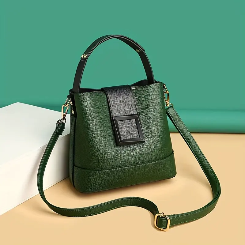 Simple Bucket Bag, Trendy Top Handle Purse, Women's Fashion Hanbag Shoulder Bag,