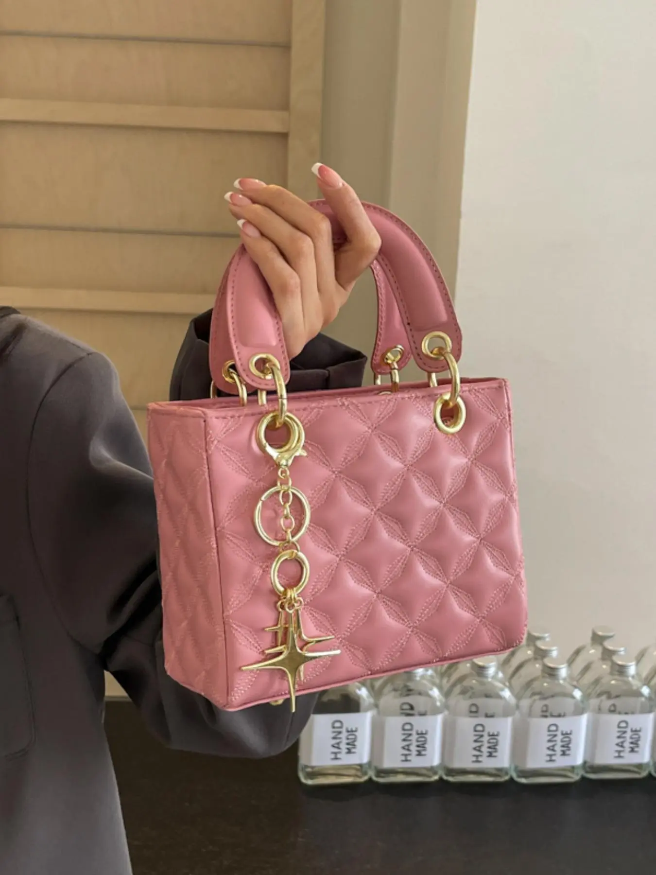 Burgundy wedding bride bag new trendy and high-end Western style crossbody bag wedding handbag