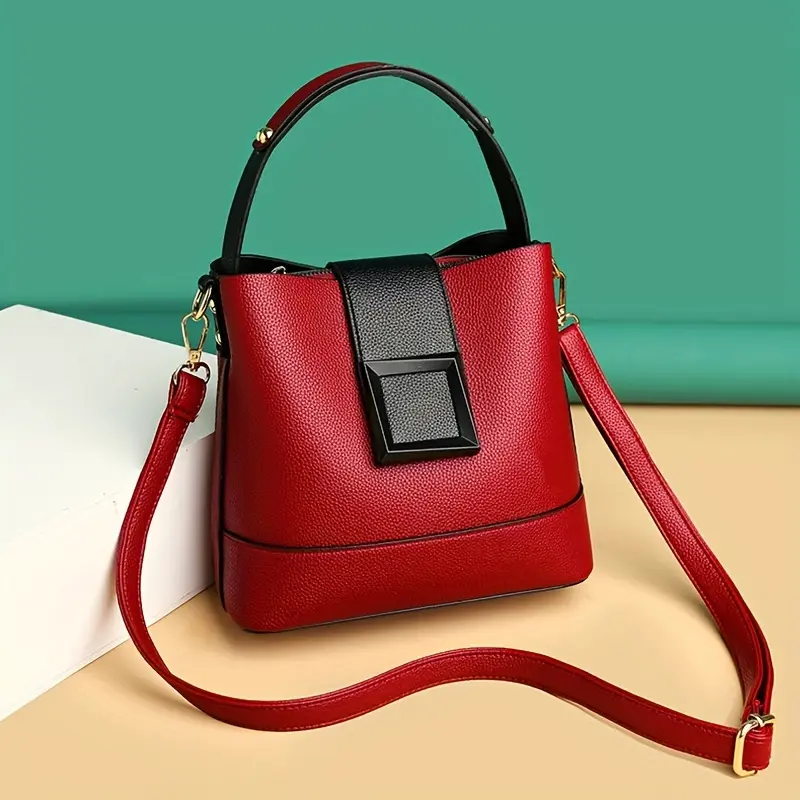 Simple Bucket Bag, Trendy Top Handle Purse, Women's Fashion Hanbag Shoulder Bag,