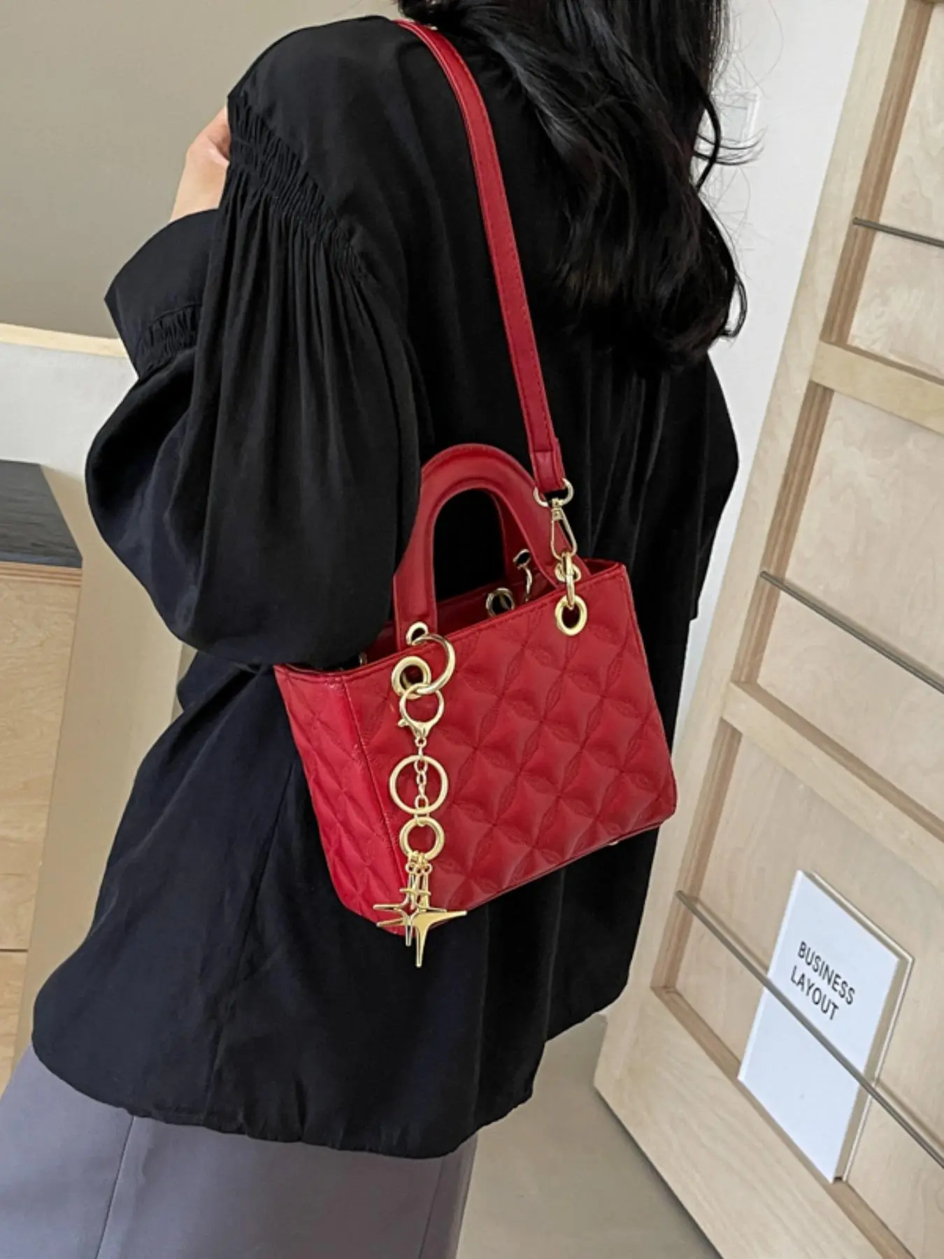 Burgundy wedding bride bag new trendy and high-end Western style crossbody bag wedding handbag