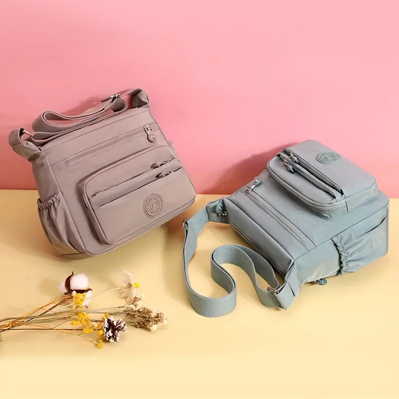 Lightweight Nylon Chic Crossbody Bag for Women Adjustable Strap, Multi-Pocket Design for Travel, Shopping, Dates & School