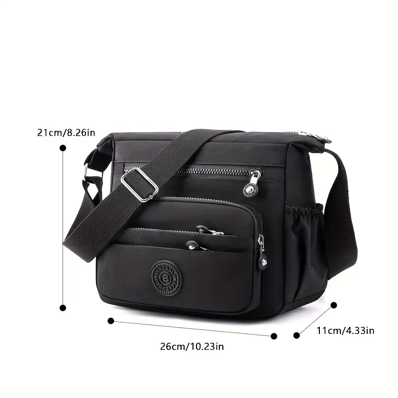 Lightweight Nylon Chic Crossbody Bag for Women Adjustable Strap, Multi-Pocket Design for Travel, Shopping, Dates & School