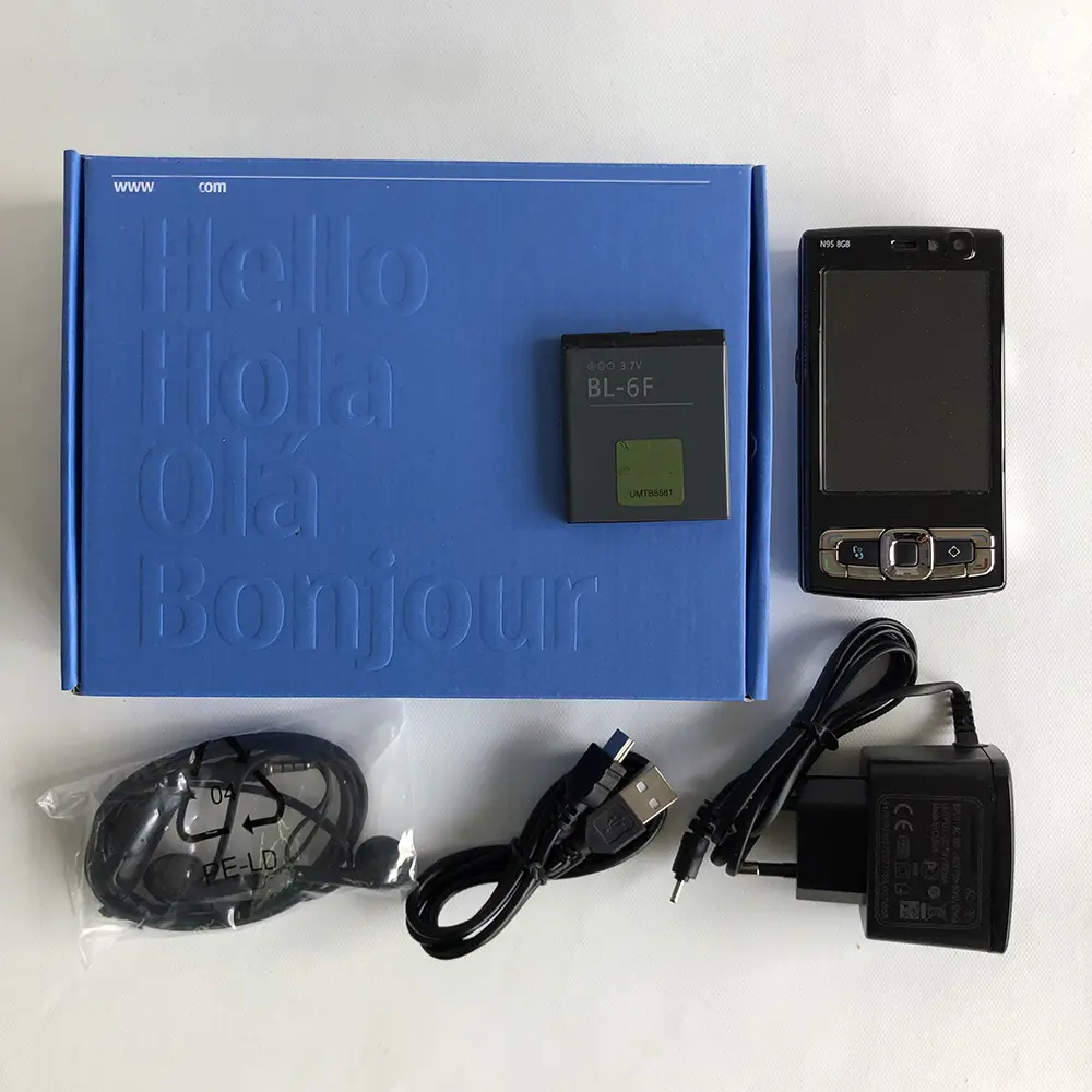 Original N95 8GB Mobile Cell Phone 3G 5MP Wifi GPS 2.8''Screen Unlocked Smartphone Russian Hebrew Arabic Keyboard. Made on 2007