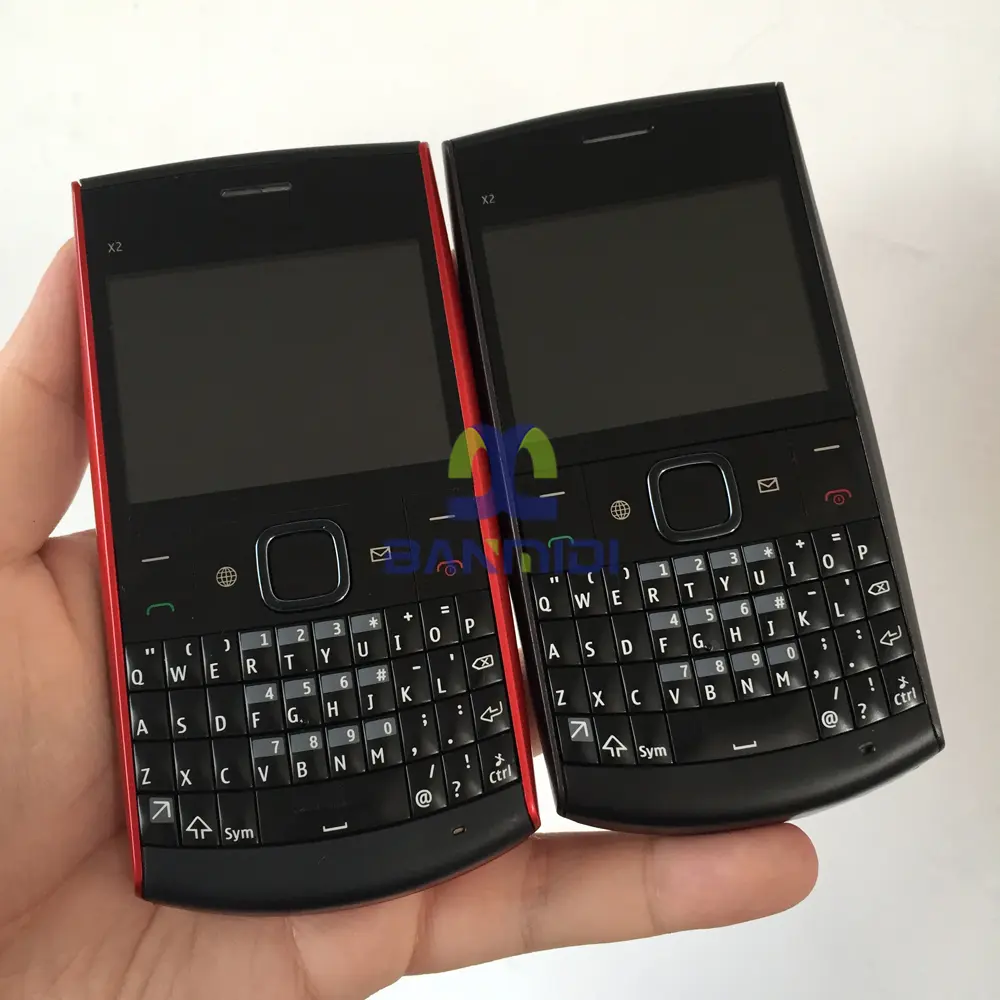 Original X2 X2-01 Mobile Cell Phone QWERTY Russian Hebrew Arabic English Keyboard GSM 850/900/1800/1900 Unlocked Made in Finland
