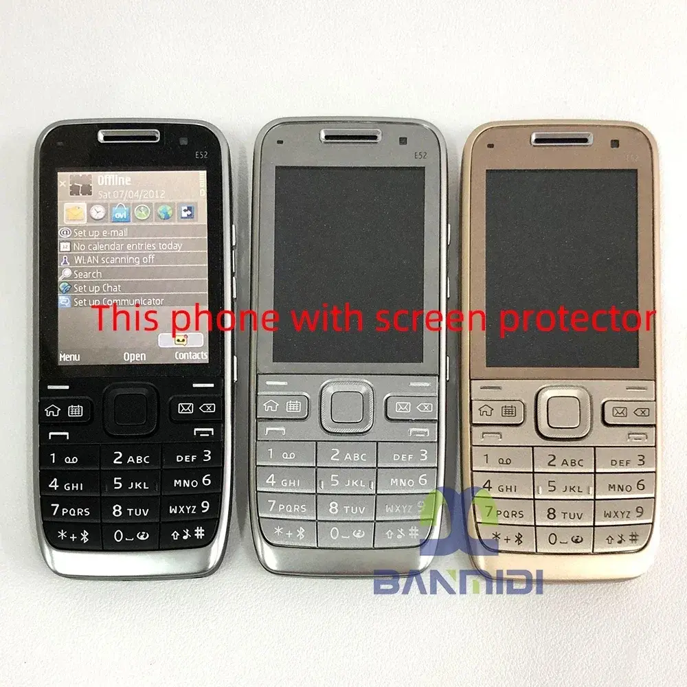 Original E52 Unlocked Button Mobile Phone Bluetooth WIFI 3G Used Arabic Russian Hebrew Keyboard 3 Colors for Choose.Finland Made