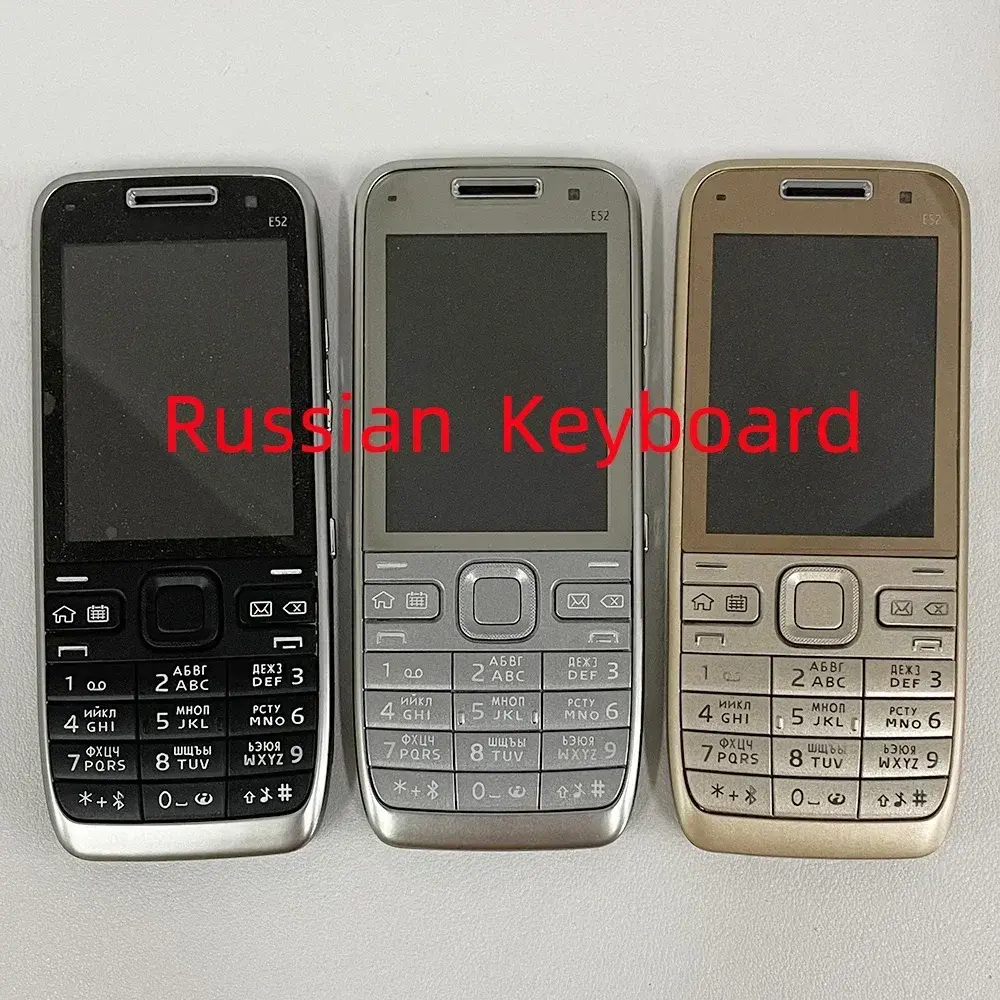 Original E52 Unlocked Button Mobile Phone Bluetooth WIFI 3G Used Arabic Russian Hebrew Keyboard 3 Colors for Choose.Finland Made