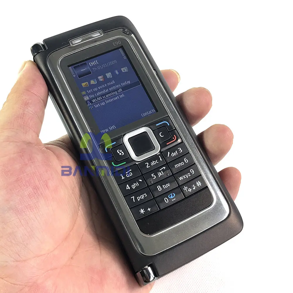 Original E90 Mobile Cell Phone GPS Wifi 3G GSM 3.2MP Bluetooth Cellphone Unlocked QWERTY Keyboard, Made in Finland on 2007 Year