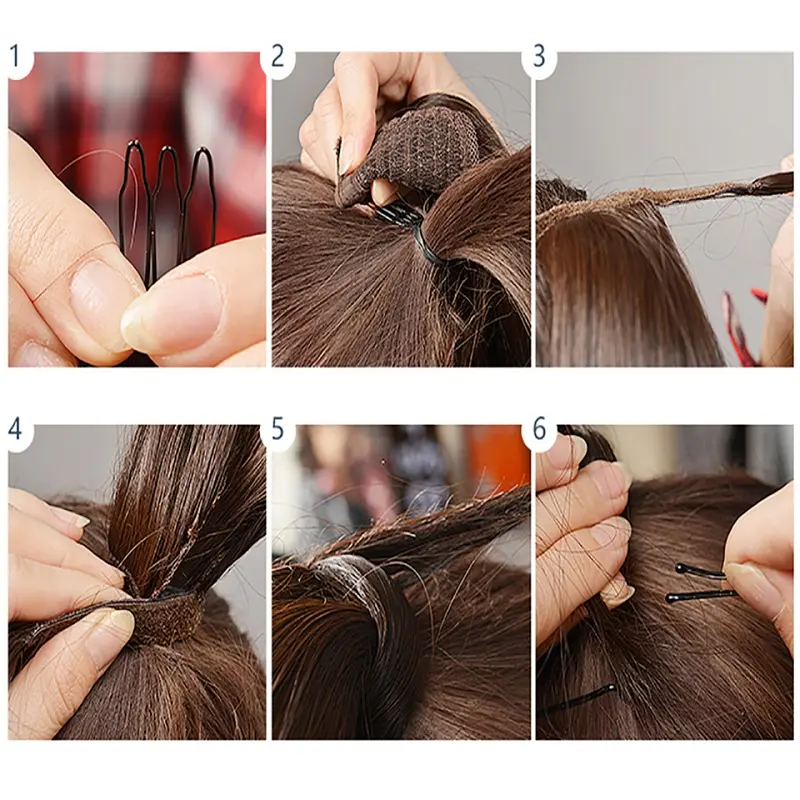 Synthetic Hair Accessories Long Straight Ponytail Wrap Around Clip in Hair Extension Black Brown Hairpiece for Women