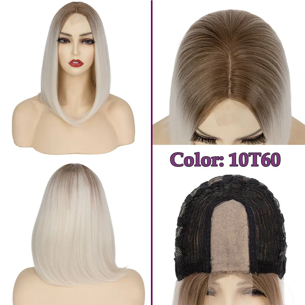 BENIHAIR 14inch Straight Bob Wigs Wigs For Women Heat Resistant Synthetic Upgrade Front Lace Base Wig for Halloween or Daily Use