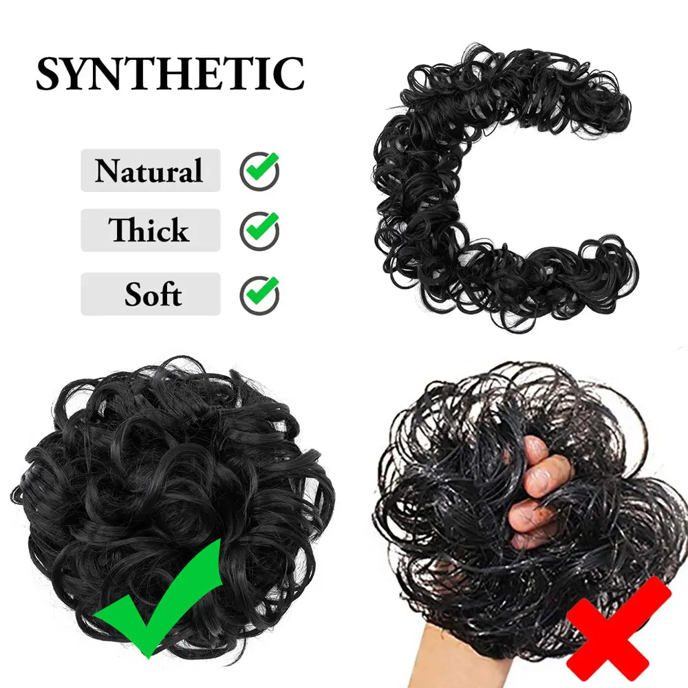 BENEHAIR Synthetic Women Chignon Messy Hair Bun Scrunchy Hair Bun Rubber Band Hairband Hairpiece Updo Chignon Donut Roller