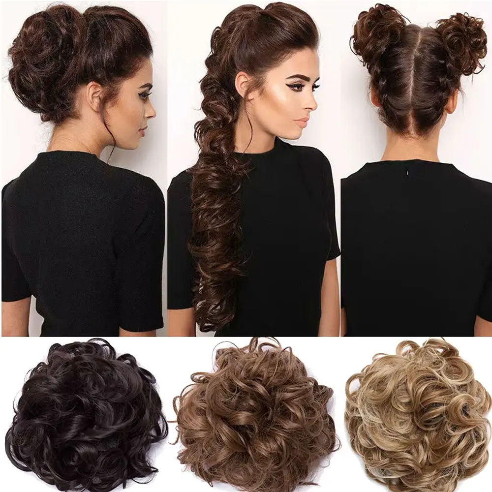 BENEHAIR Synthetic Women Chignon Messy Hair Bun Scrunchy Hair Bun Rubber Band Hairband Hairpiece Updo Chignon Donut Roller