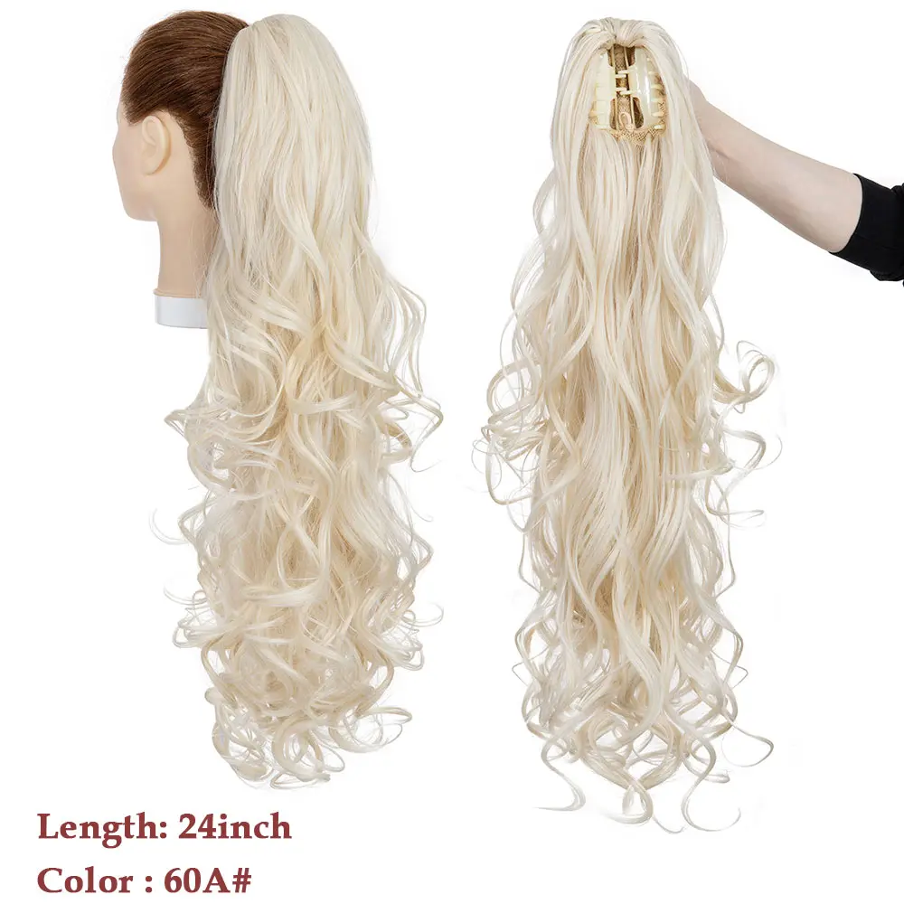 Benehair Claw Clip Ponytail Extension 24" Clip in Wavy Ponytail Hair Extensions Long Pony Tails for Women Synthetic Hairpiece