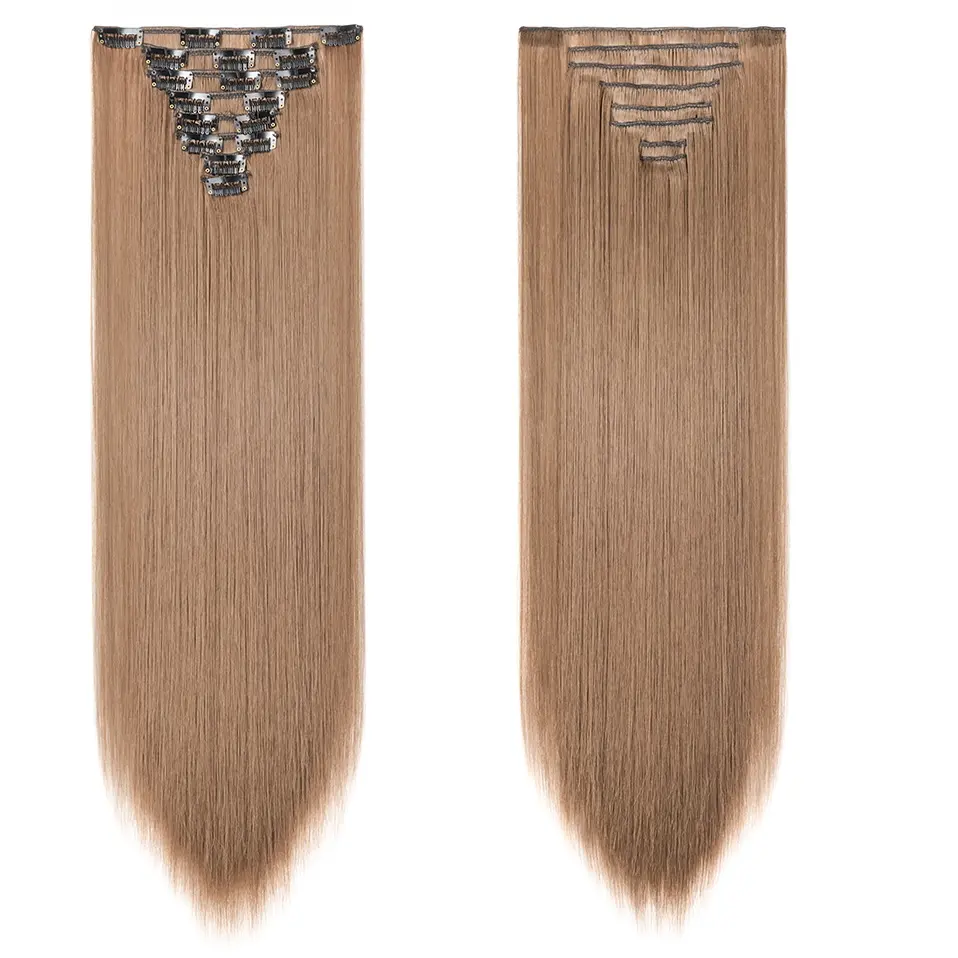 Clip in Hair Extensions 26'' Straight Hairpieces 8Pcs/Set Heat Resistant Synthetic Full Head Clip in Hair Extension for Women