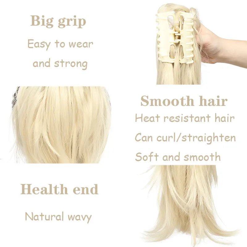 BENEHAIR Synthetic Claw Clip Ponytail Clip in Hair Extensions Fake Hair Hairpiece For Women Ponytail Hair Wavy Messy Bun