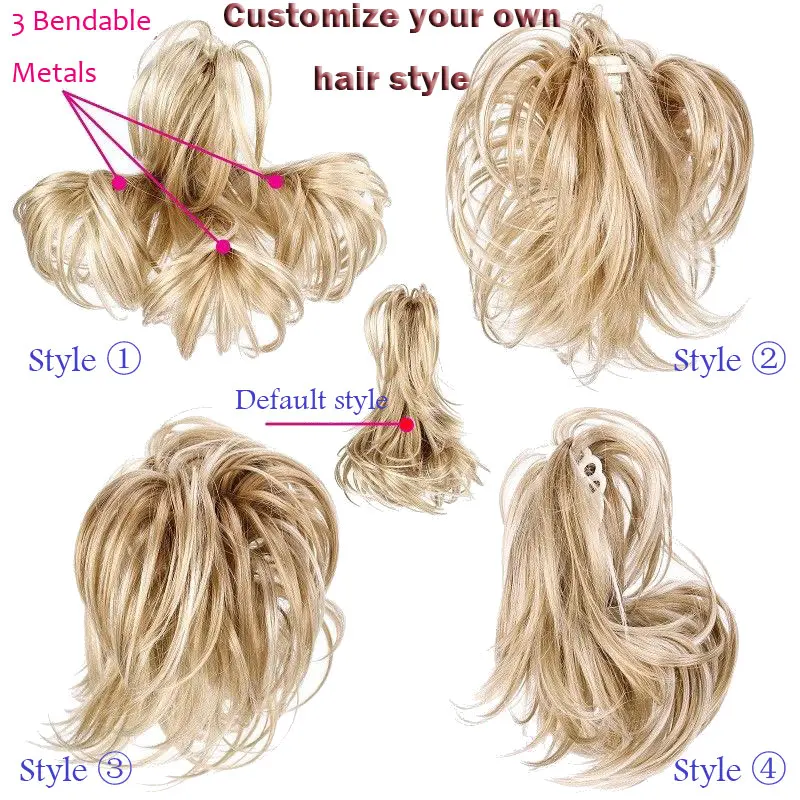 BENEHAIR Synthetic Claw Clip Ponytail Clip in Hair Extensions Fake Hair Hairpiece For Women Ponytail Hair Wavy Messy Bun